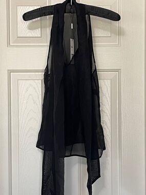 L’AGENCE Black Sheer Sleeveless Top Sz SM NWT